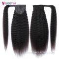 Natural Black Mink Brazilian Hair Ponytail Extneisons Long Yaki Straight Wrap Around Human Hair Ponytails